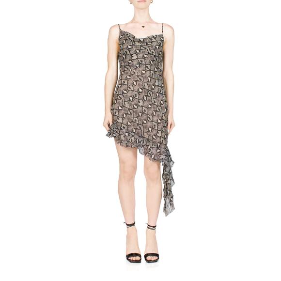 NEW BEC + BRIDGE portia asymmetric mini dress in python - Picture 1 of 4